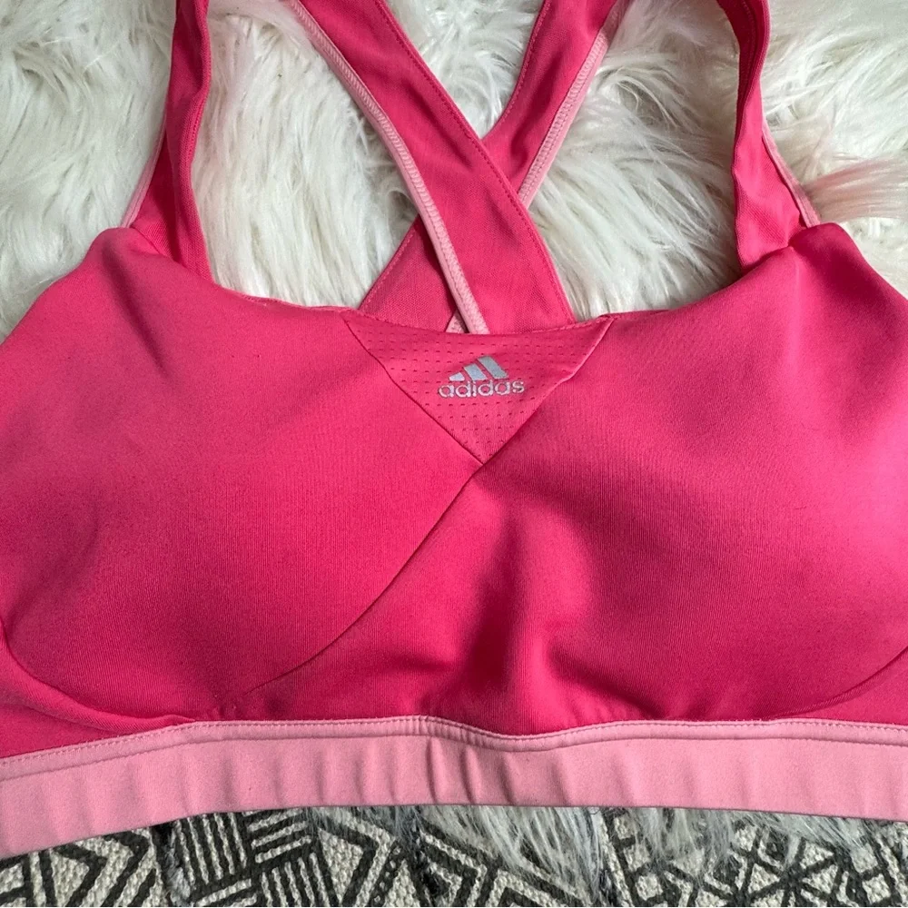 Adidas Women's Pink‎ Sports Bra Cross Back Large